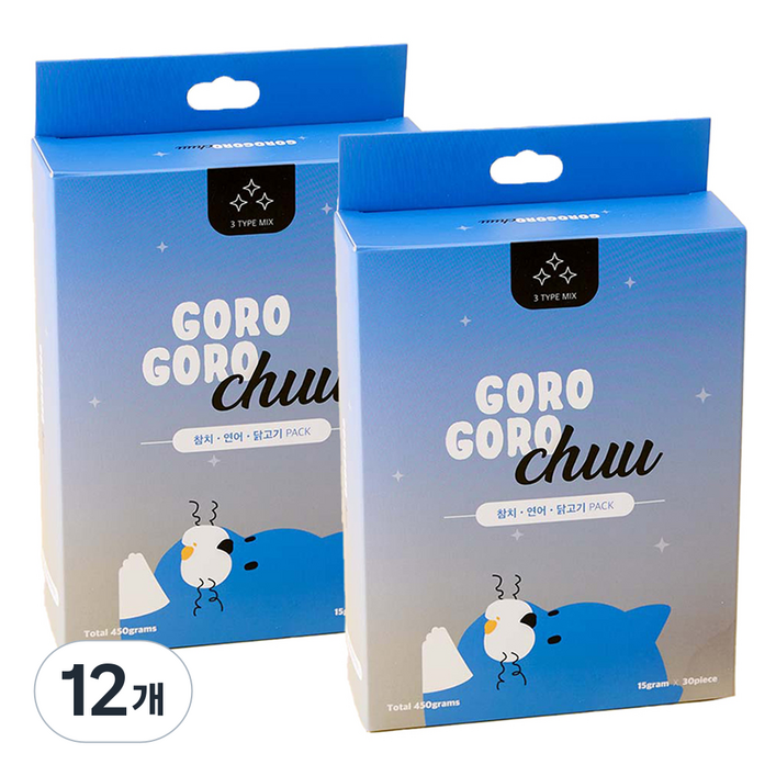 gorogoro 고양이 츄 올인원 30p, 믹스치킨참치연어, 450g, 12개