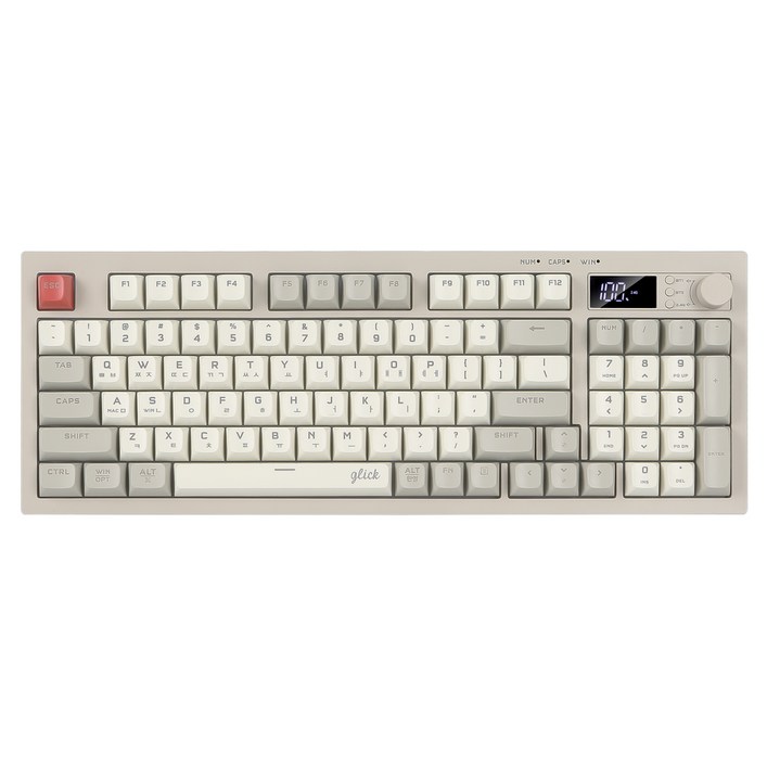 지클릭커 오피스프로 사일런스 M RGB 풀윤활 무소음 RC1 94키 무선 블루투스 LCD 키보드