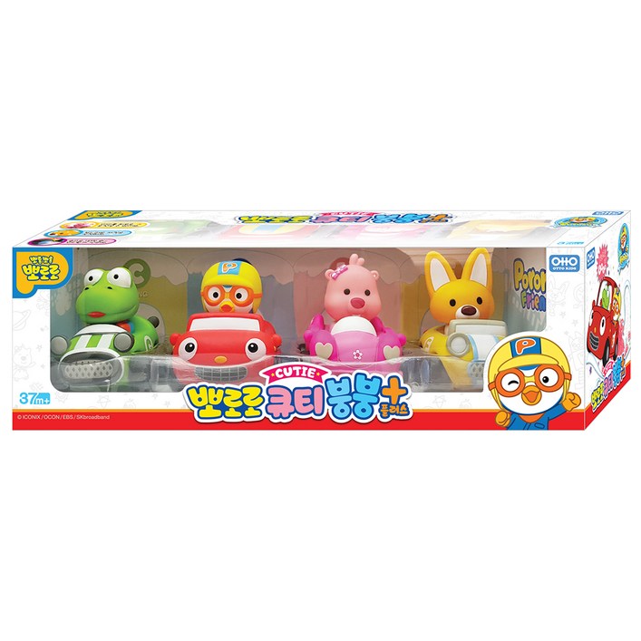 뽀로로 큐티붕붕 플러스 자동차 장난감 4종 세트 375 x 120 x 120 mm, 혼합색상, 1개