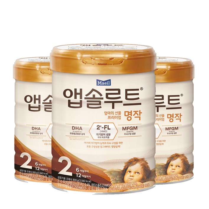 앱솔루트 명작 2FL 분유 2단계, 800g, 3개