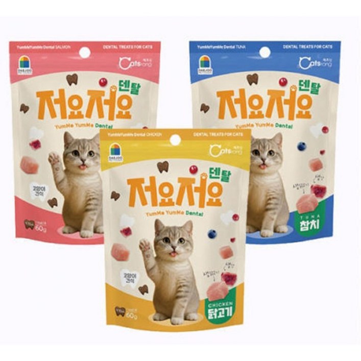 캐츠랑 저요저요 덴탈 이빨과자 닭고기 연어 참치, 닭고기, 60g, 1개