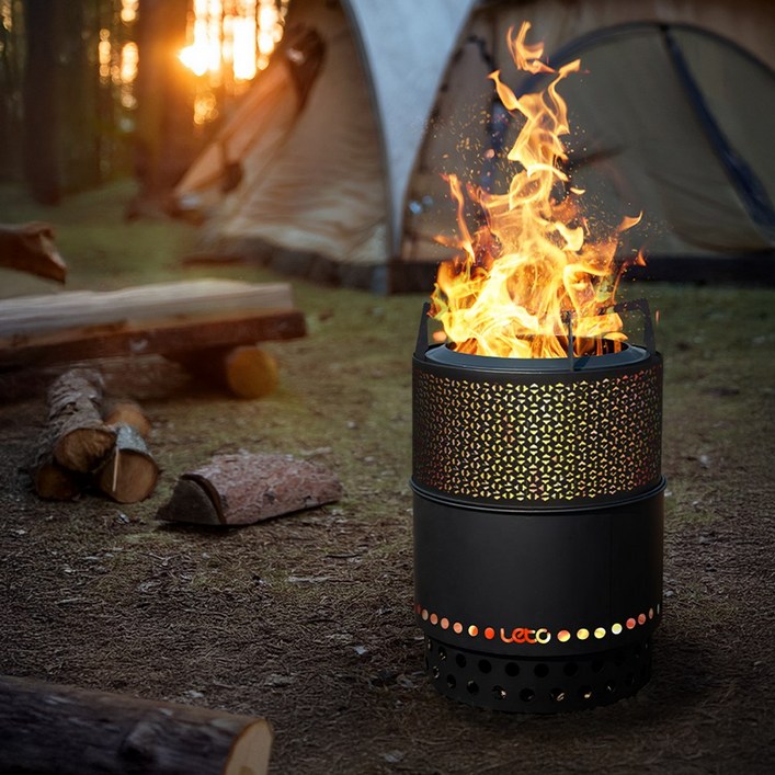 레토 이중연소 원통형 캠핑 화로대 장작 불멍 바베큐그릴 LCP-SB07, 1개