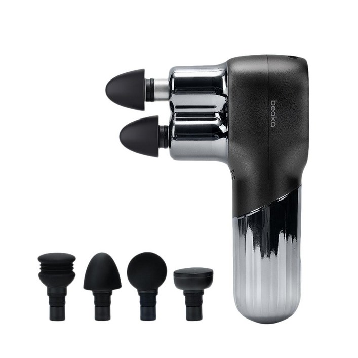 [비오카 코리아] F5 듀얼 헤드 액션 무선 마사지 건 / 안마기 허리 목 승모근 어깨 마사지기