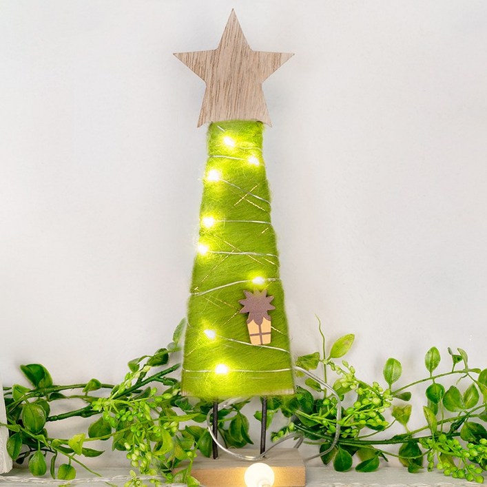 파티팡 크리스마스 미니트리 실타래 와이어전구 포함, 트리 그린