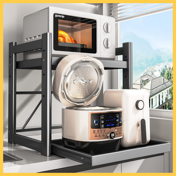 하이퍼랙 높이조절 2단 고강도 슬라이드 대형 전자레인지선반, 매트 그레이, 1개