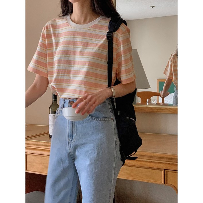 러브앤헤이트 캐주얼 스트라이프 면 코튼 라운드넥 반팔 티셔츠 4color 러브앤헤이트 캐주얼 스트라이프 면 코튼 라운드넥 반팔 티셔츠 4color
