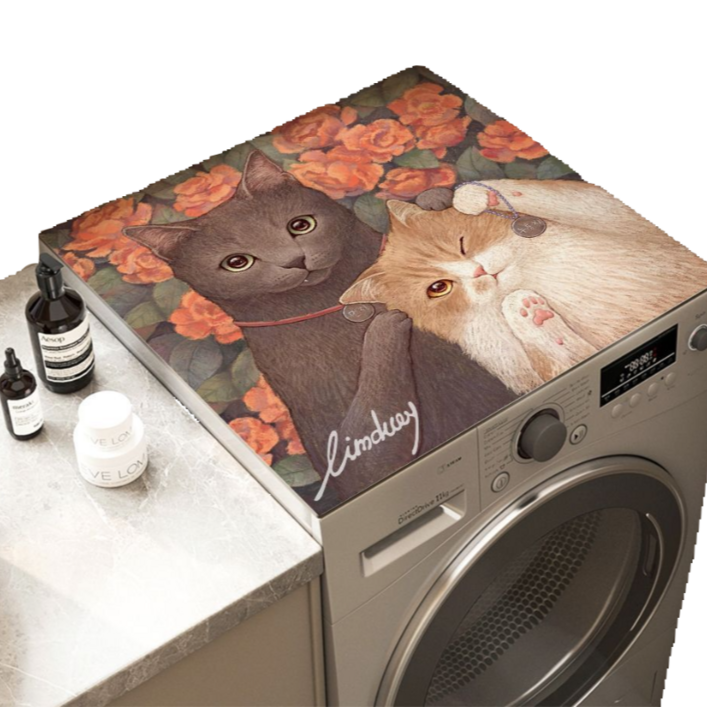 빈티지 고양이 세탁기커버 건조기 덮개 가전 방수 매트