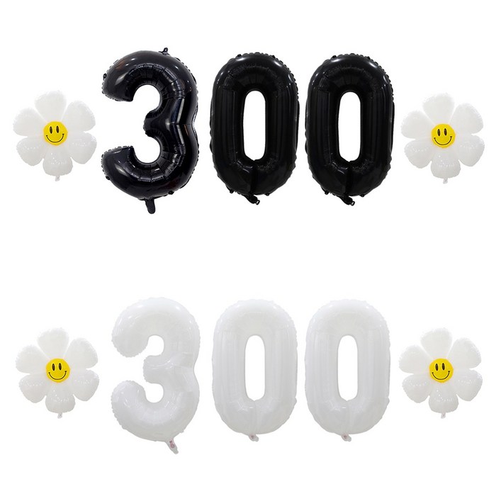 [해피쏘굿] 32인치 블랙/화이트 숫자 (100일~900일) + 데이지 풍선세트