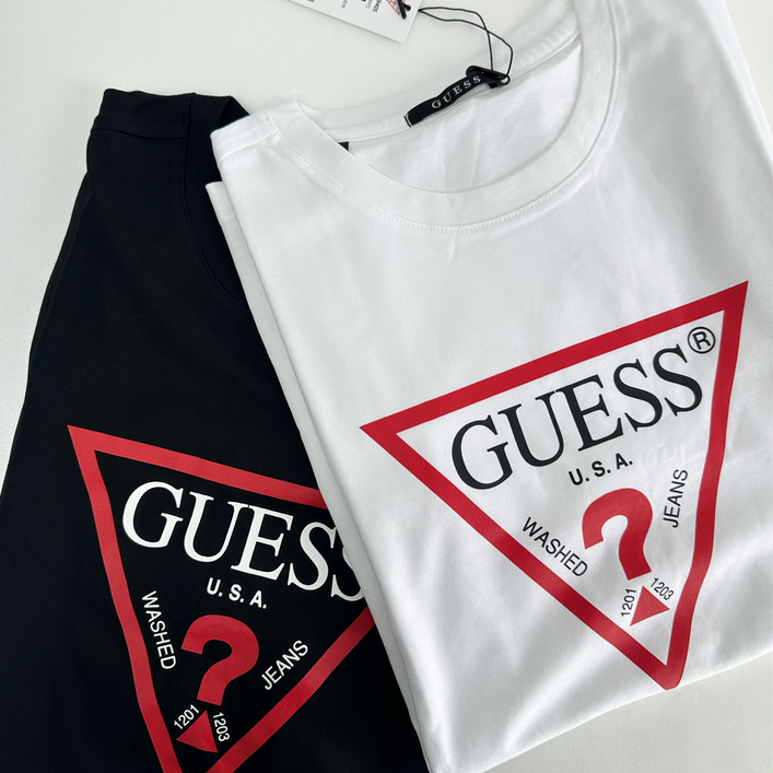 백화점 정품게스 오리지널 삼각 로고 남녀공용 반팔
