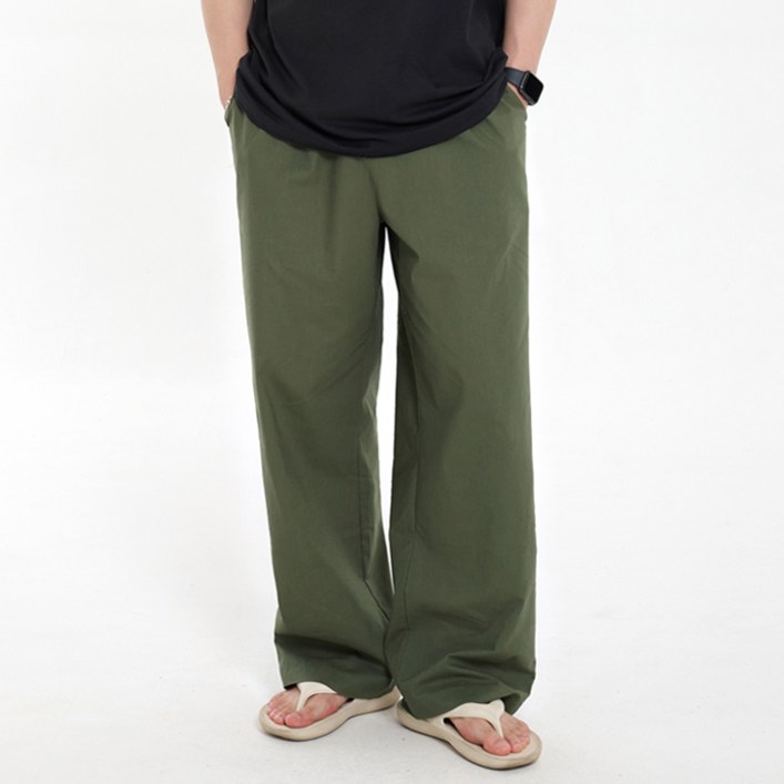 제타22 남녀공용 여름 썸머 쿨 무지 베이직 린넨 라이크 밴딩 와이드 바지 팬츠 1765