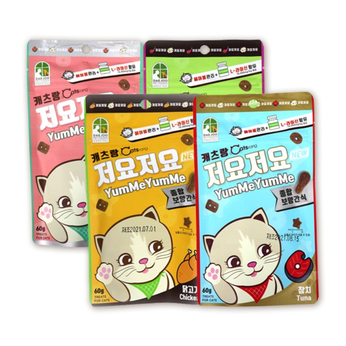 캐츠랑 저요저요 고양이 보양간식 4종 콤보 60g, 닭고기. 양고기. 연어. 참치, 60g, 5세트
