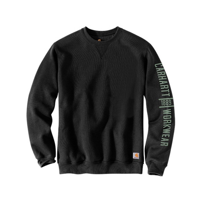 칼하트 미드웨이트 로고 그래픽 크루넥 블랙 맨투맨  104441-001