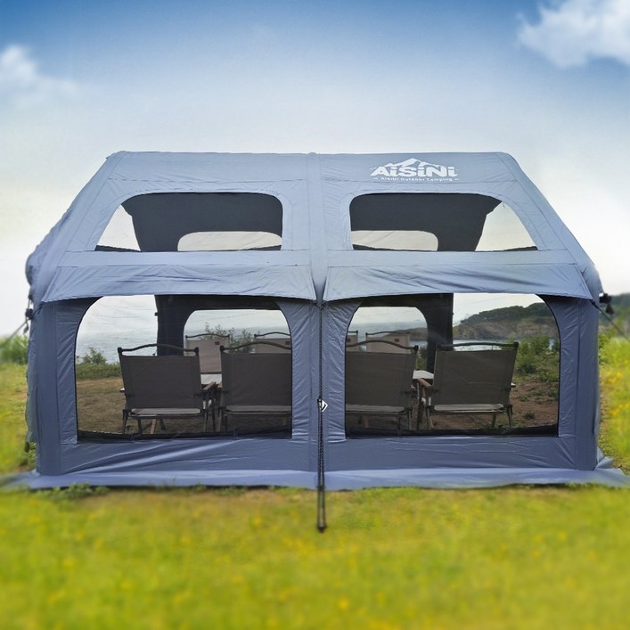 에이제이케이 정품 아이시니 고품질 초대형 초경량 에어모기장암막쉘터 텐트 320x320x220cm, 쿨그레이