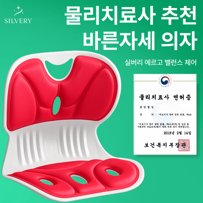 실버리 인체공학 바른자세 등받이 좌식의자