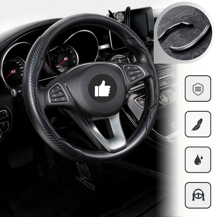 심플하우징 리얼 카본 프리미엄 차량 핸들 커버 블랙 에디션, 블랙