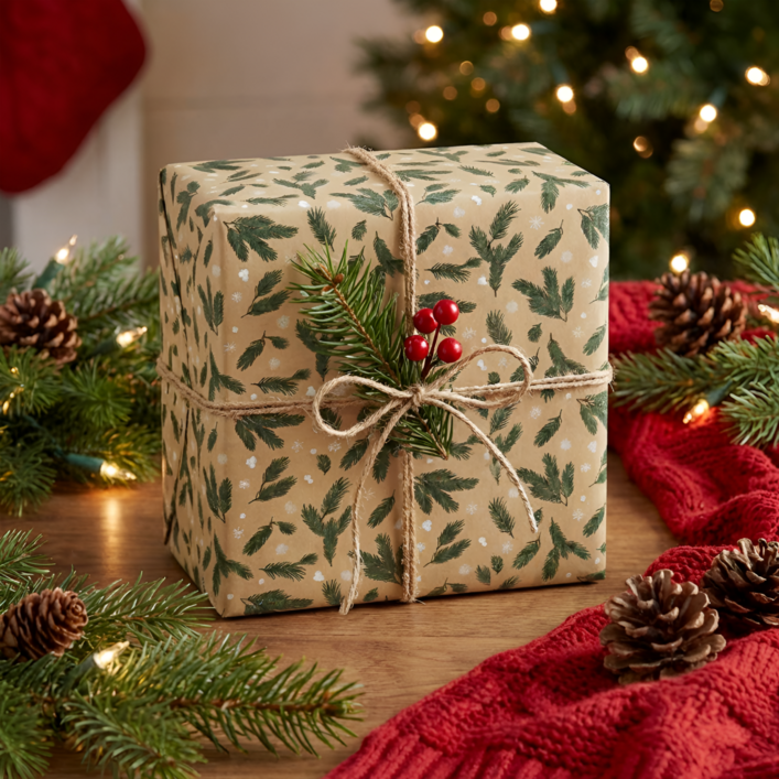 플라잉타이거 코펜하겐 솔잎 눈송이 크라프트 포장지 고급 크리스마스 성탄절 어린이날 생일 어린이집 유치원 파티 선물