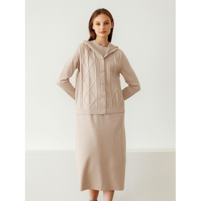 더핸드메이드 니트 베스트  원피스 셋업