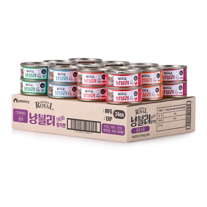 어드밴스 로얄 냥블리 애묘캔 콤보 60g 24개입, 60g, 24개