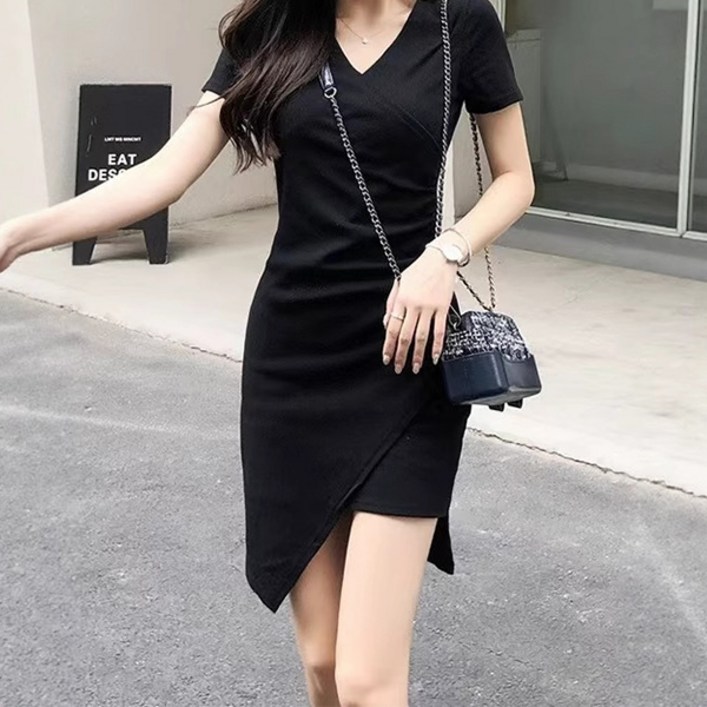 레일라 포인 언발란스 랩 셔링 반팔 원피스 S250711SM7