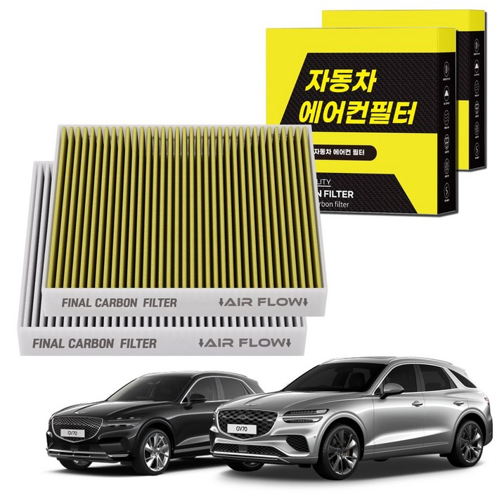 11 자동차 에어컨필터 그린 활성탄 냄새차단 순정형 PM, 2개, GV70 FCA18