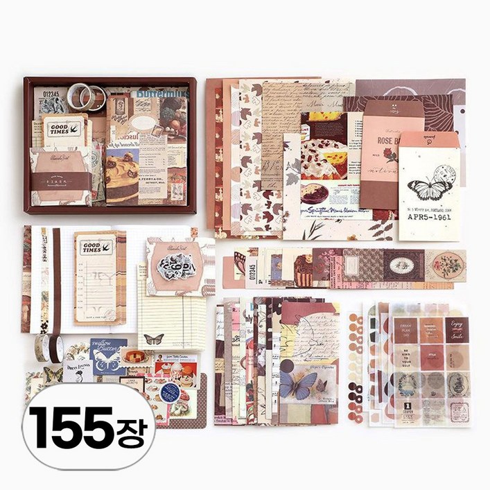 대용량 세트 빈티지 다꾸 스티커 메모지 배경지 패키지 레트로 스타일 키치 감성 sticker 팩 인스 용품 다이어리 꾸미기 조각 씰 스티커북