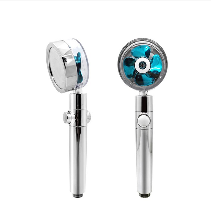 토네이도 샤워기 헤드 3단계 수압 조절 절수 온오프 버튼 360도 회전, 1개, 블루