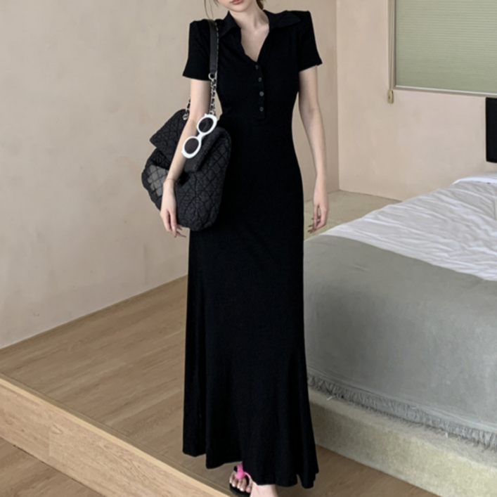 유니크코코 카라 슬림 롱 원피스 a라인 반팔 맥시 5660 유니크코코 카라 슬림 롱 원피스 a라인 반팔 맥시 5660