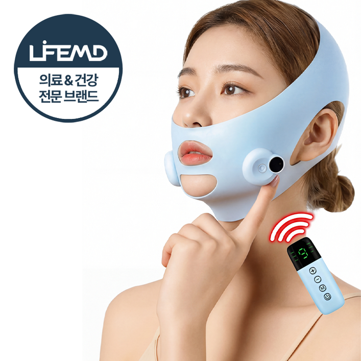 라이프엠디 ems 저주파 리프팅 마사지기 얼굴 턱선 피부 탄력 케어 마사지 밴드 사각턱 이중턱 처짐 방지 미용 기계 360도 페이스 v라인 관리기