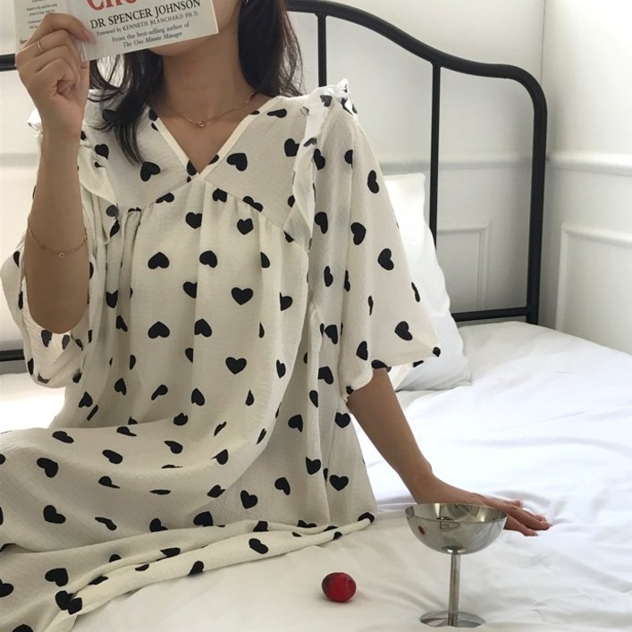 미야미 반팔 44 120 빅사이즈 뜨왈 빅사이즈 감성 오버핏 파자마 홈웨어 원피스 임부복