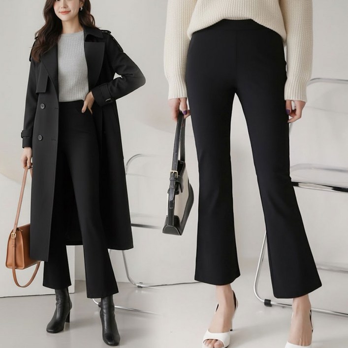 여성 기모 마약팬츠 부츠컷 스판밴딩 슬랙스