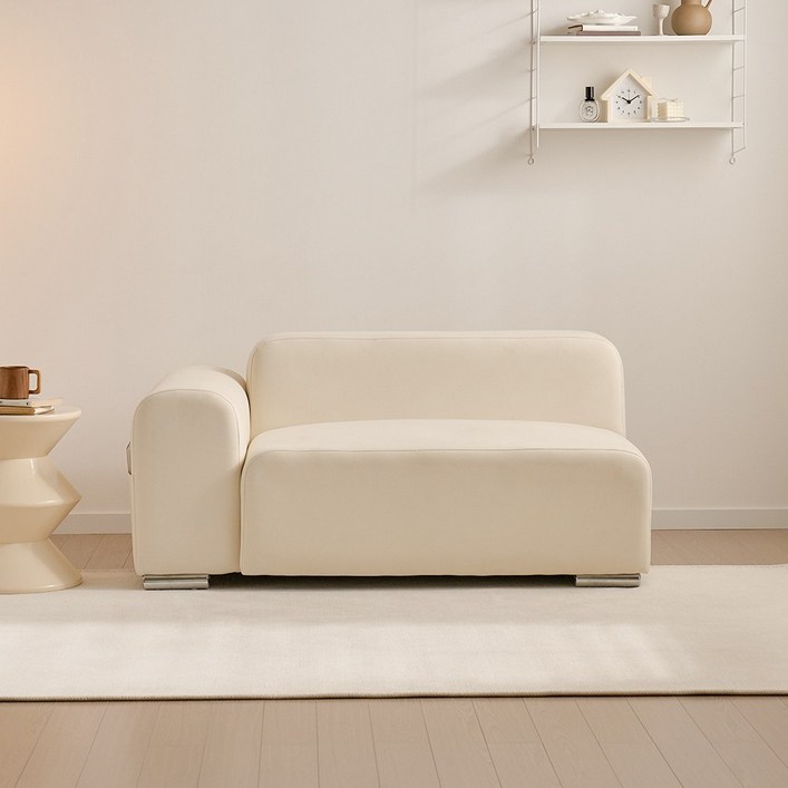 오프모드 라운드 패브릭 2인용 쇼파, 원룸 소형거실 컴팩트 소파, 생활방수 아쿠아텍스, 2인소파 단품우형아이보리
