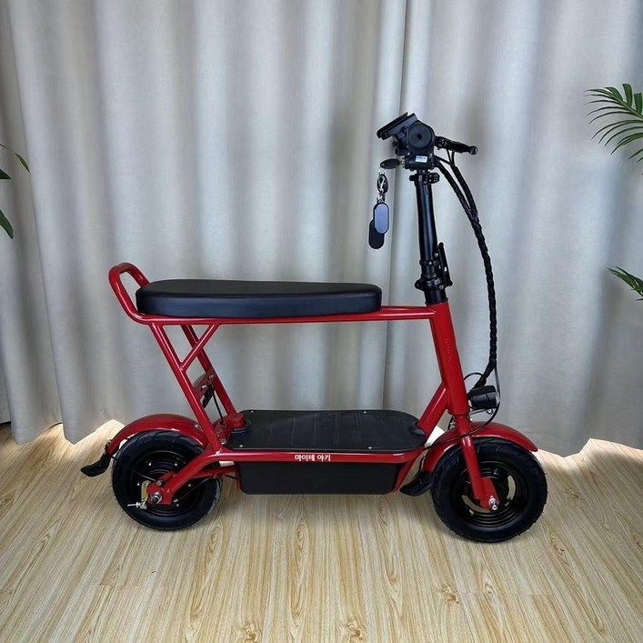 전기 스쿠터 2륜 휴대용 마운트 접이식 전동 킥보드 저소음 이동수단 미니 스쿠터, 빨간색충전기 미포함