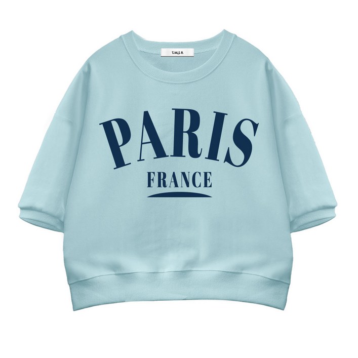 TSF 파리프랑스 세미오버핏 크롭 반팔 맨투맨