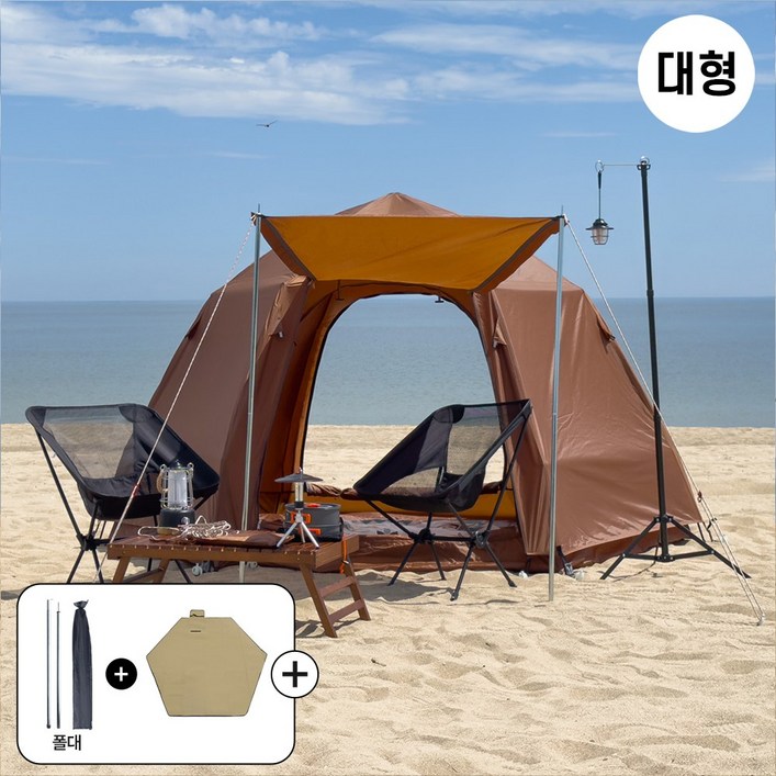 카르닉 육각 돔 타입 스페이스 대형 3-4인 원터치텐트 패키지, 대형(4-5인용), 오트베이지(BE)