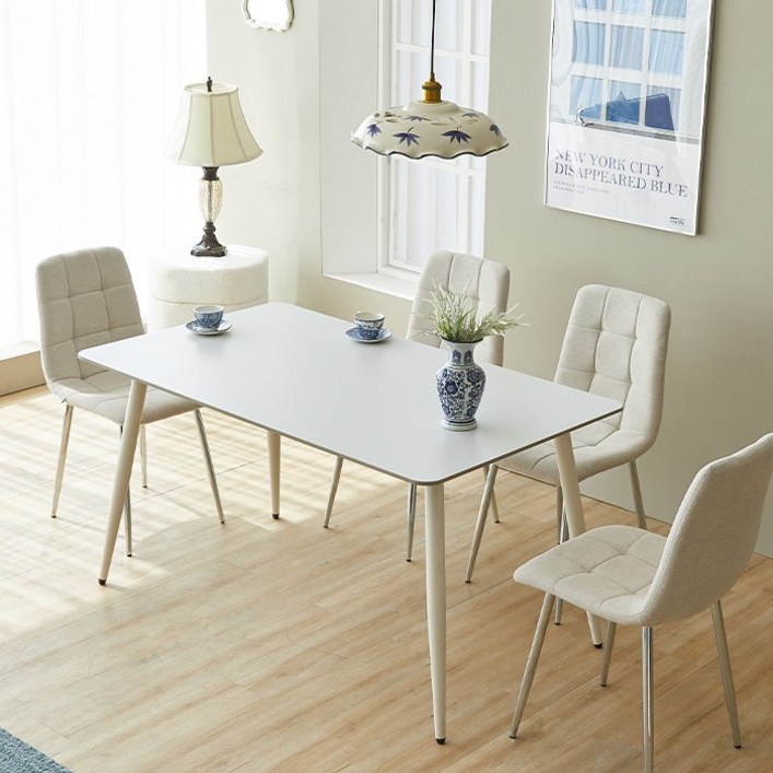 보루네오 엘리브 미담 1400 세라믹 철제 테이블 식탁 pn8911, 화이트, 4인용