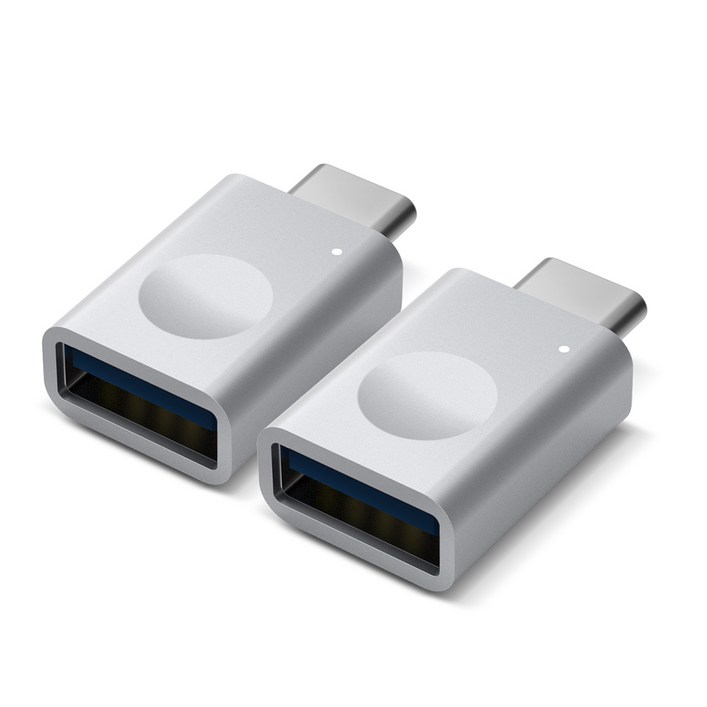 엘라고 알루미늄 USB C타입 LED 변환 어댑터 [2세트] USB-C타입 변환어댑터, 실버, 2개