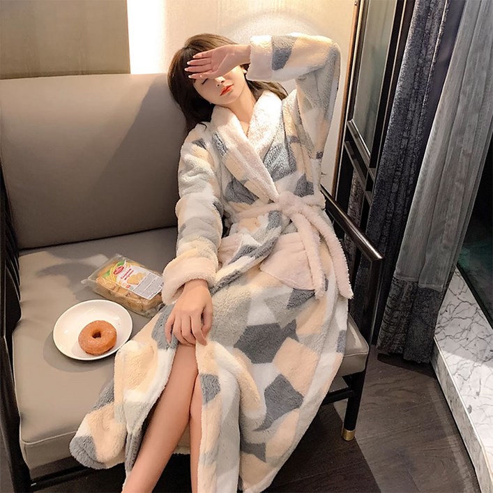 샤워가운 호텔 로브 사계절 목욕가운 겨울 극세사 수면 잠옷 로브