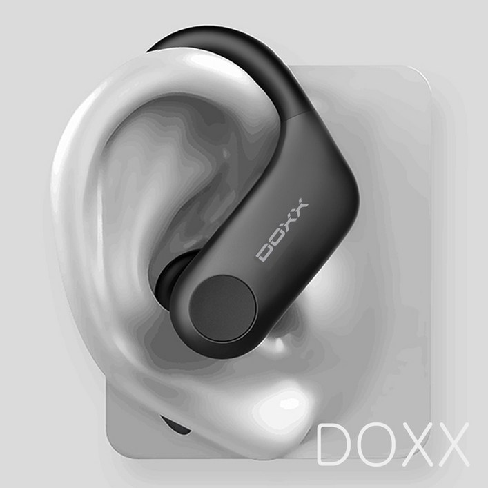 DOXX 블루투스 이어폰 완전 무선 귀걸이형 이어버드 운동용 스포츠형 헬스장 DX-RING7 사은품증정, 블랙, DX-RING7