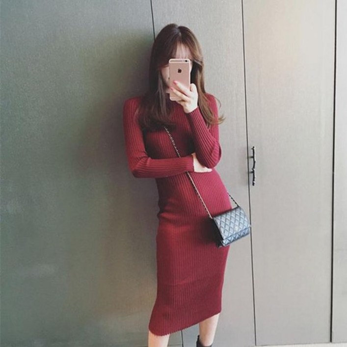 RGM45R86Charaer 여성 데일리 골지 니트 원피스 썸제이