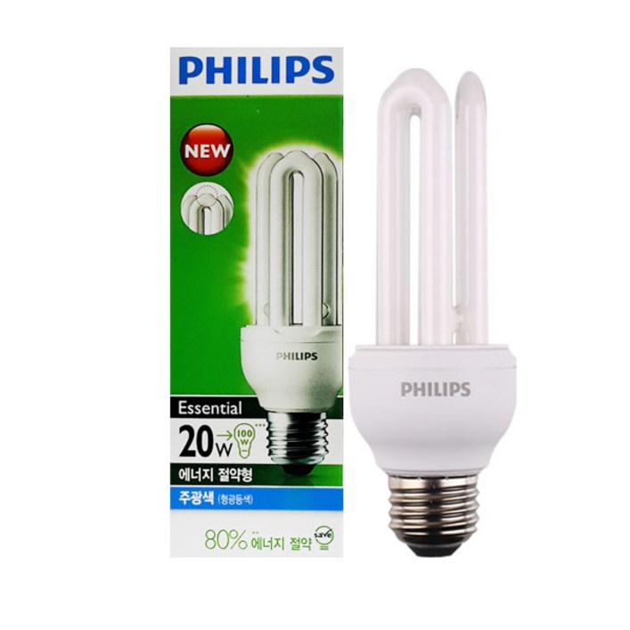 필립스 에센셜 220V 20W 일반 콤팩트램프 에너지절약형