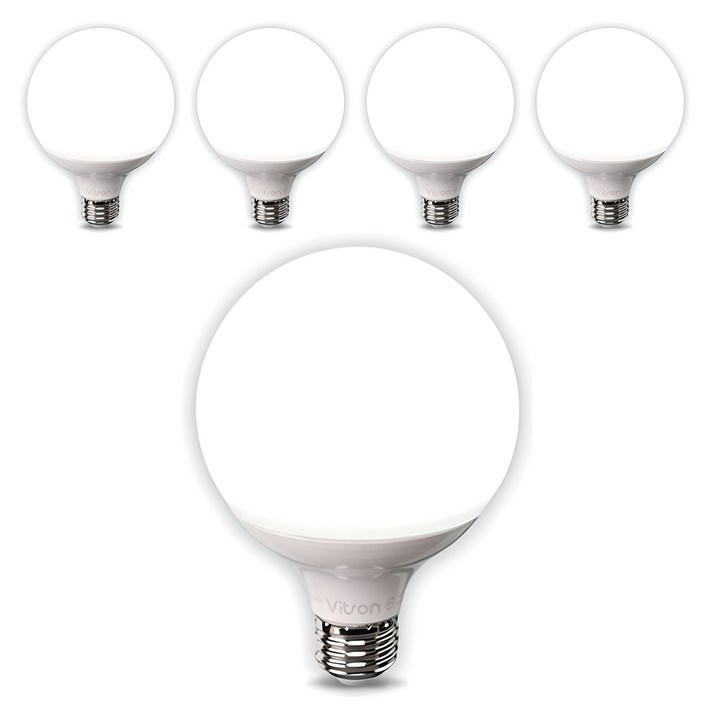 비츠온 볼구 숏타입 LED 전구 화이트 G95 12W, 주광색, 5개