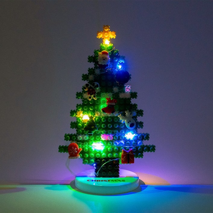 민화샵 디폼블럭 크리스마스 LED 트리 만들기, 초록트리 D230004B