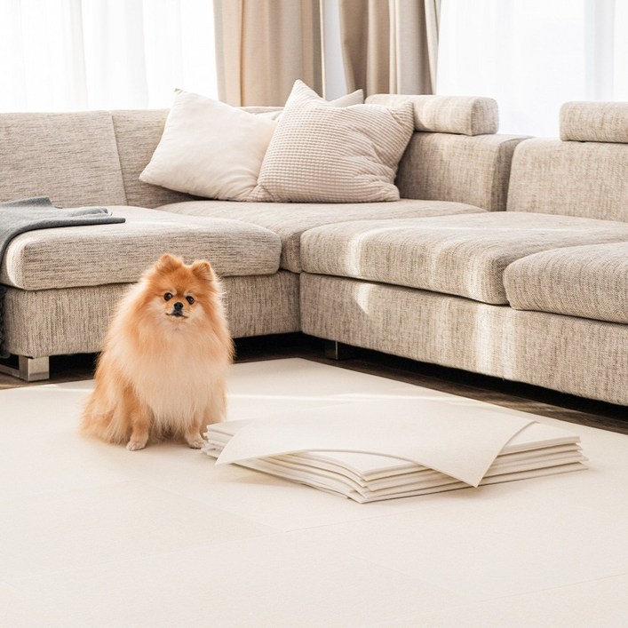 이리로 매직 타일 매트 미끄럼방지 붙이는 다용도 반려동물 강아지매트, 8개, 샌드 베이지