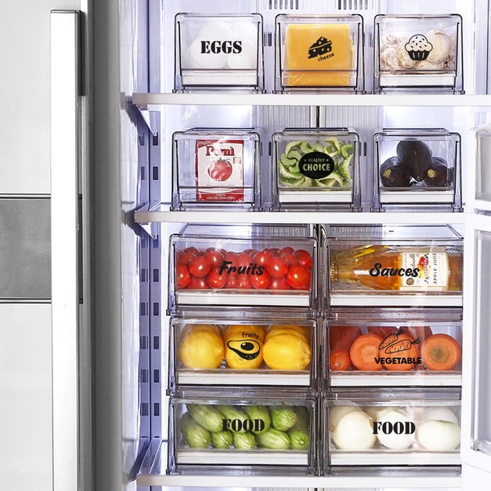 [리본제이]리메이크 모듈형 냉장고 서랍 M + L 2P세트 (스티커 증정), 단품 - 쇼핑앤샵