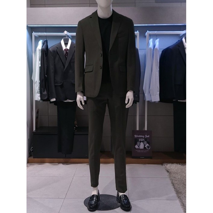 트루젠 남성 봄 여름 여름 캐주얼 세트 시원한 카키 풀스판 이지케어 캐주얼 셋업수트