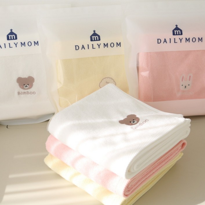 데일리맘 밤부 부드러운 아기목욕타올, 1개, 핑크