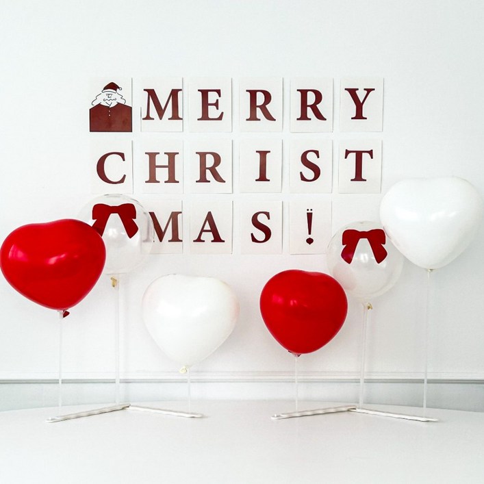 하피블리 산타 레터링 가랜드 하트 풍선 크리스마스 파티 용품 이벤트 장식 세트