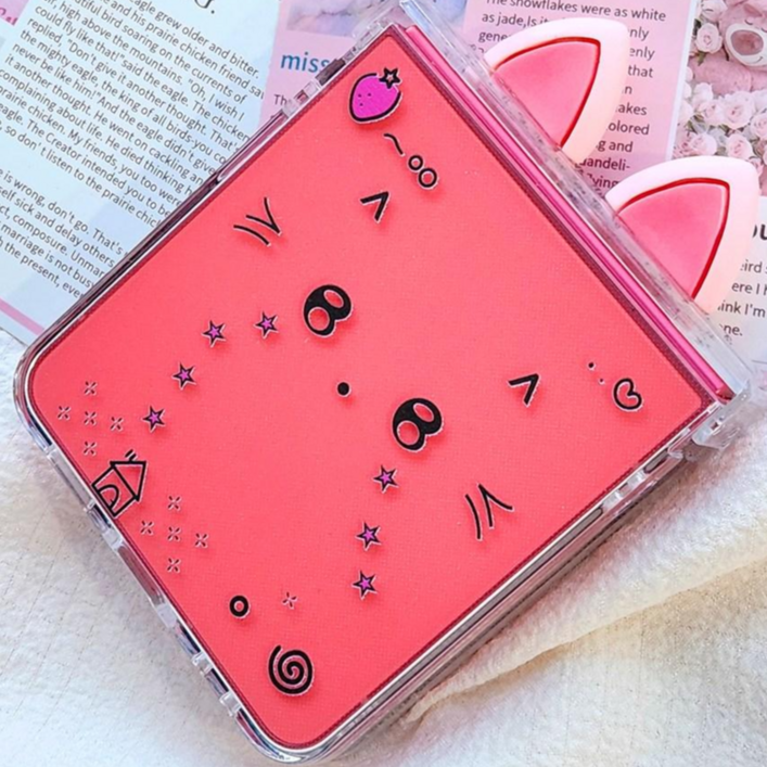 갤럭시Z플립 핑크 이어캣 힌지보호 하드케이스