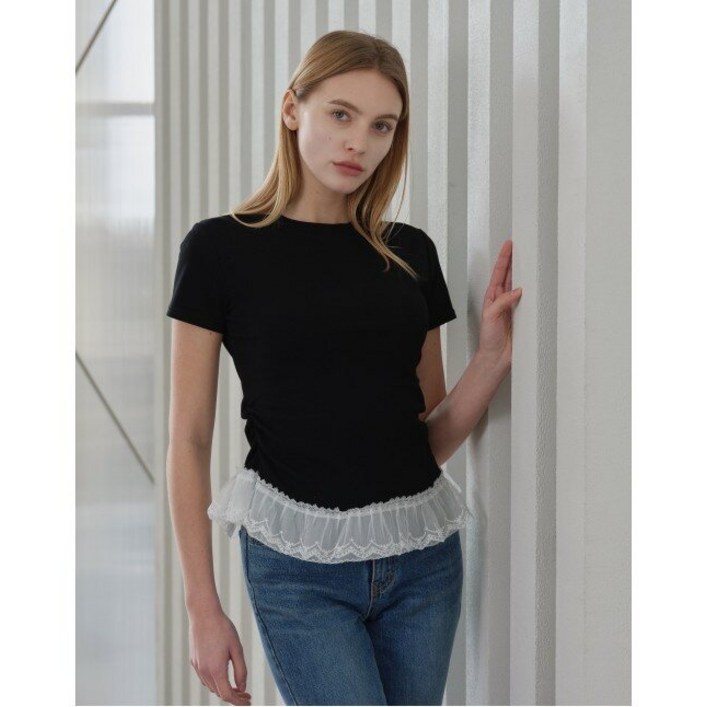 GGPX 셔링 레이스 하프 티셔츠 GPBLW005D