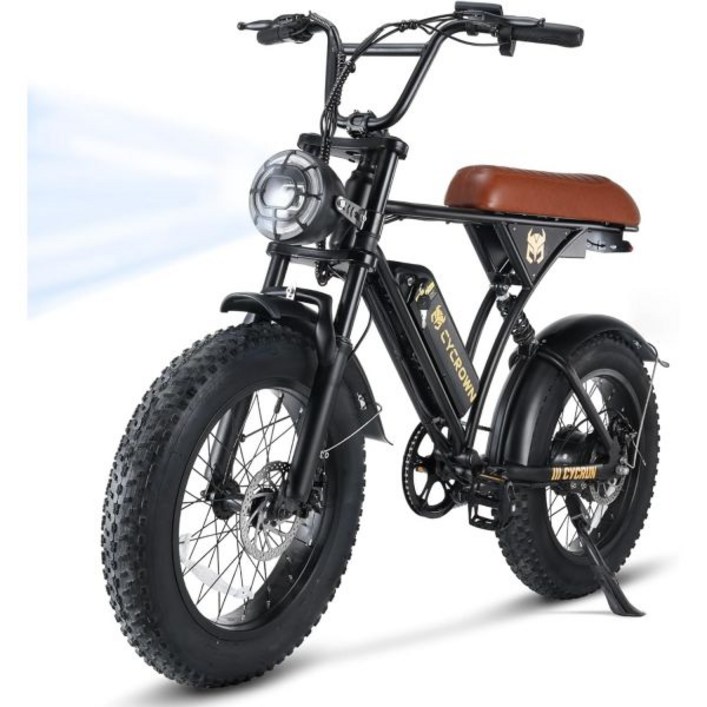 CycRun 성인용 전기자전거 750W 모터 374.4 장착WH 배터리 20MPH 55마일 Moped Style Ebike 20 Fat Tire 뚱뚱한 타이어 유압식 서스펜션이